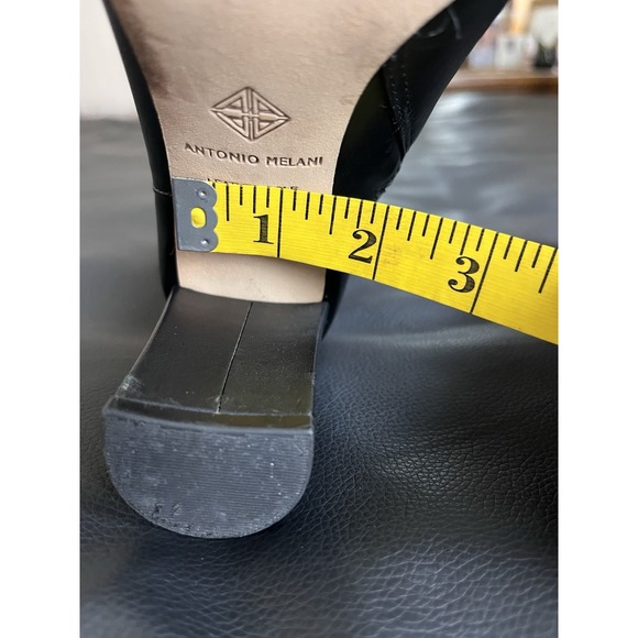 ANTONIO MELANI Shahn Black Leather Pointed Toe High Heel Ankle Boots Size 7M - Picture 15 of 15
